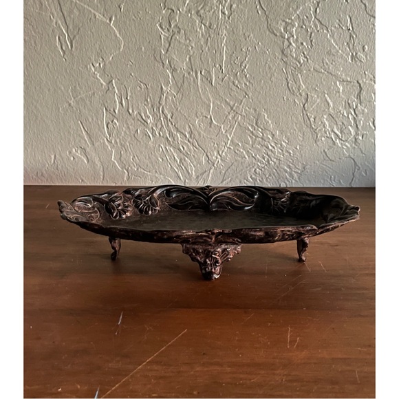 ✨Art Nouveau Style Organic Floral Ornate Design Brass Metal Decorative Tray✨ - Picture 4 of 8